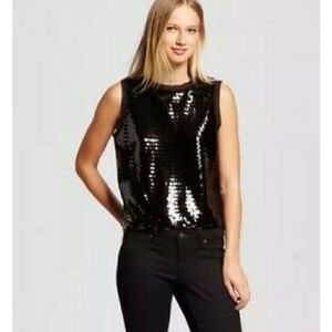 Black Sequin Sleeveless Top